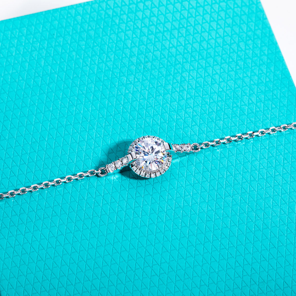 S925‑Silver Round‑Cut Moissanite Bracelet, 2.0ct