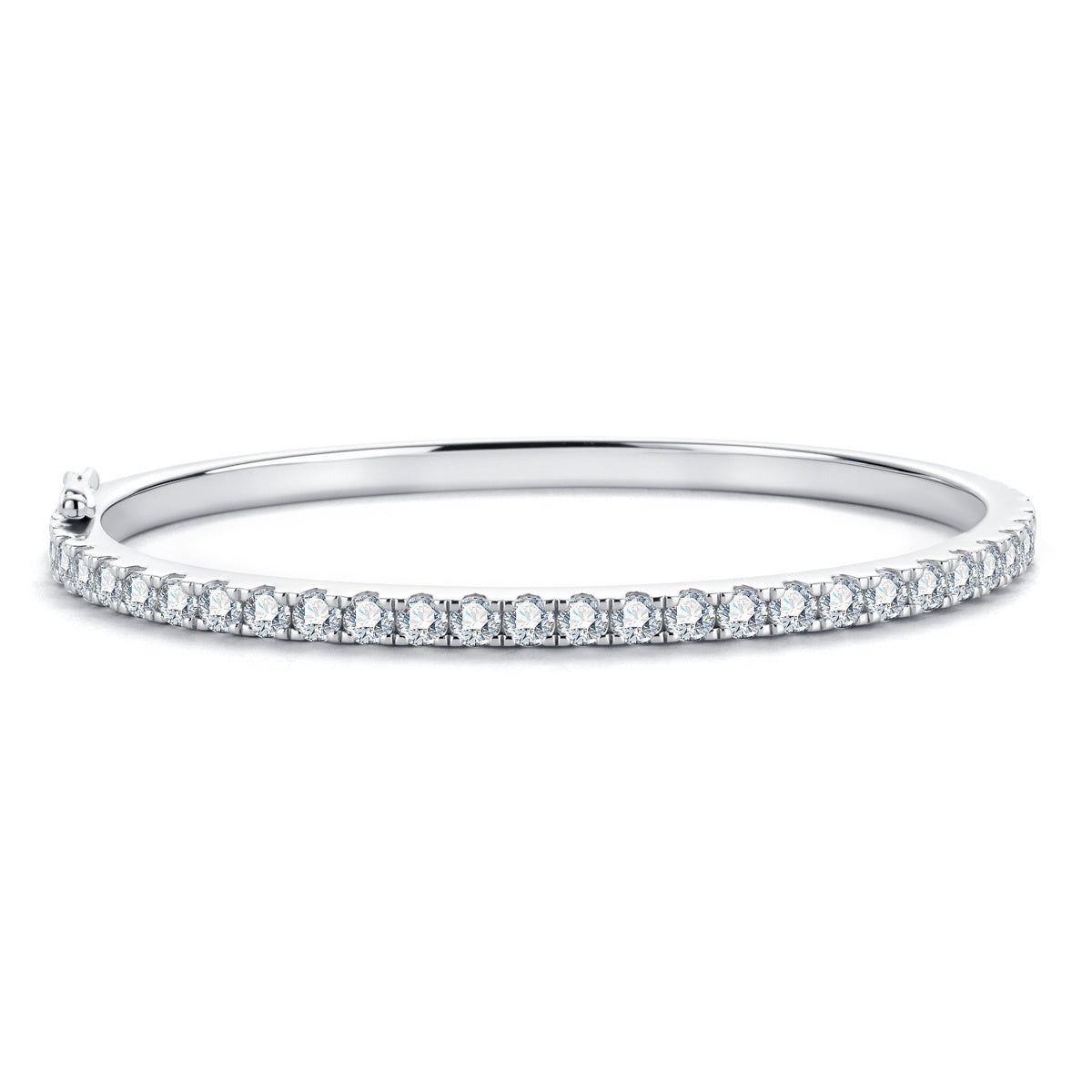 S925 Sterling Silver Round Half Pavé Moissanite Imperial Bangle