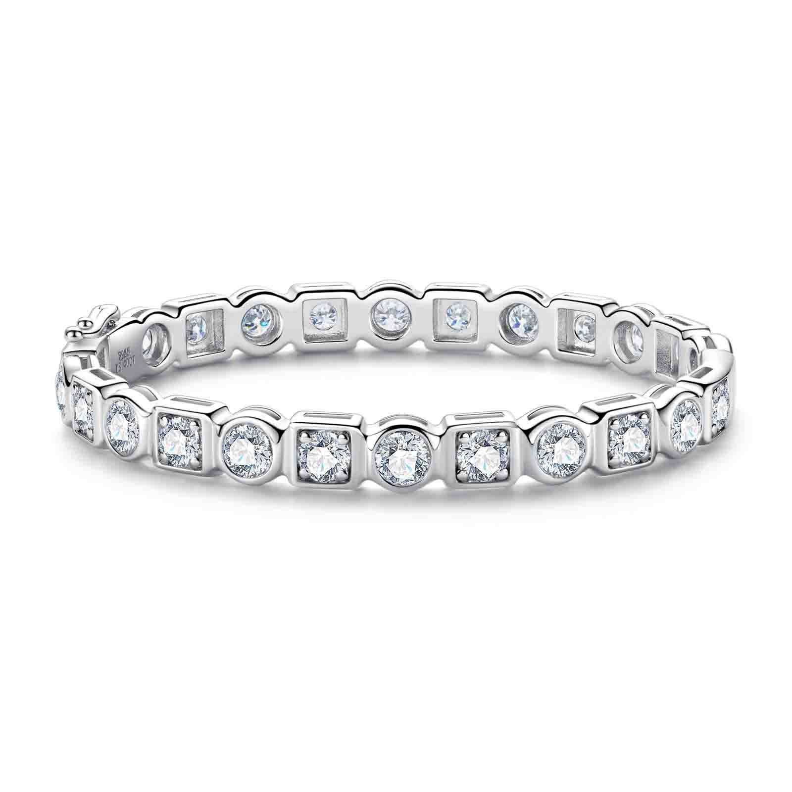 Round Cut Bezel Set Moissanite Tennis Bracelet (8.0-10.4 cttw)