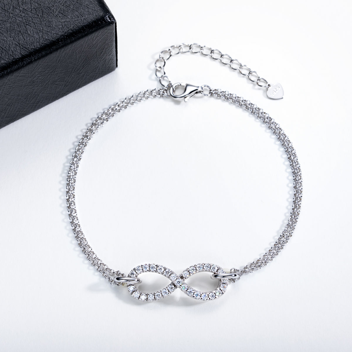 S925 Sterling Silver Figure 8 Moissanite Double Layer Bracelet