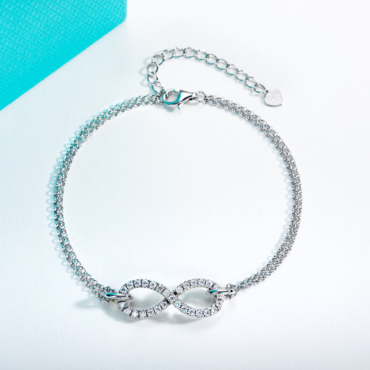 S925 Sterling Silver Figure 8 Moissanite Double Layer Bracelet