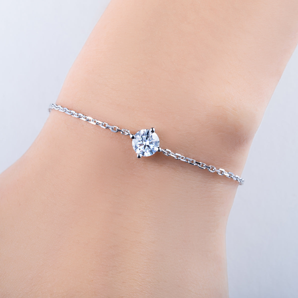 S925 Sterling Silver Round Moissanite Cartier-Style Bracelet