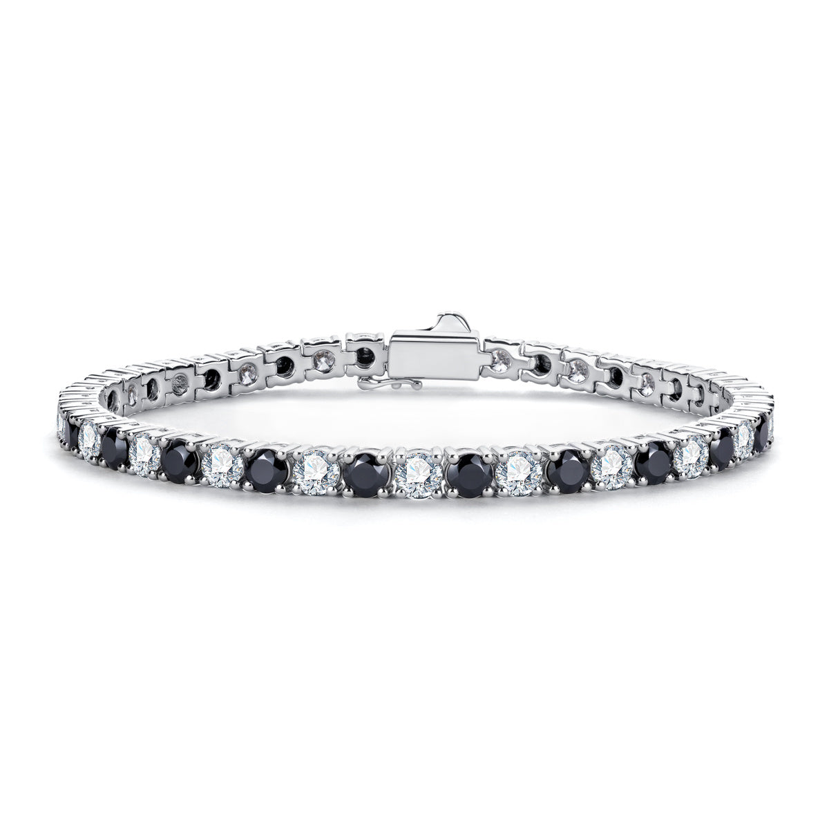 Black & White Moissanite Bracelet，S925 Sterling‑Silver