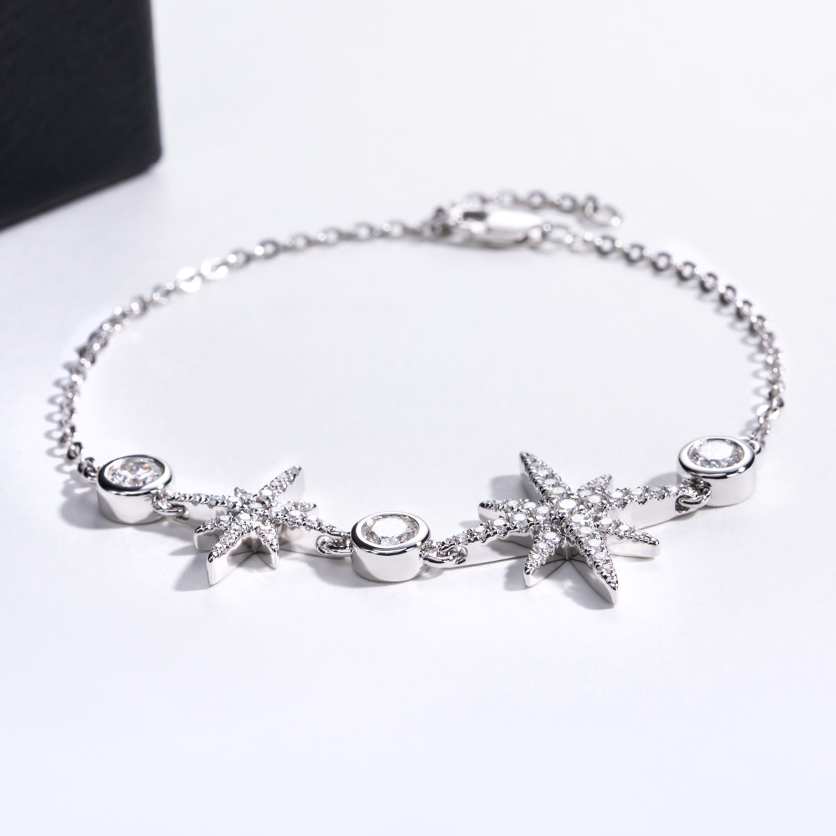 S925 Sterling‑Silver Eight‑Pointed‑Star Moissanite Bracelet