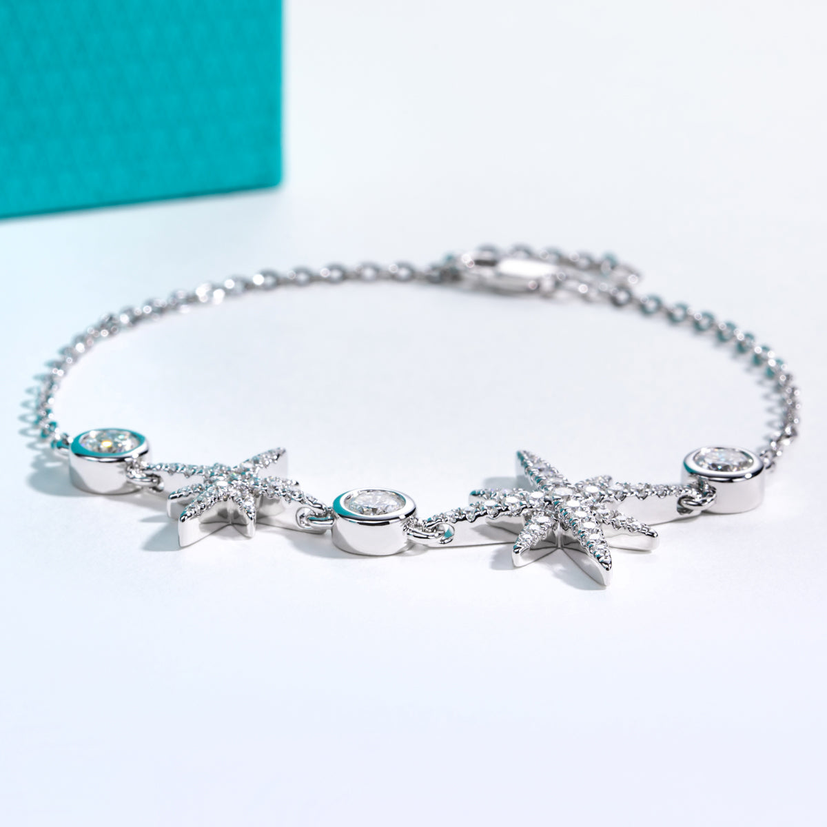 S925 Sterling‑Silver Eight‑Pointed‑Star Moissanite Bracelet
