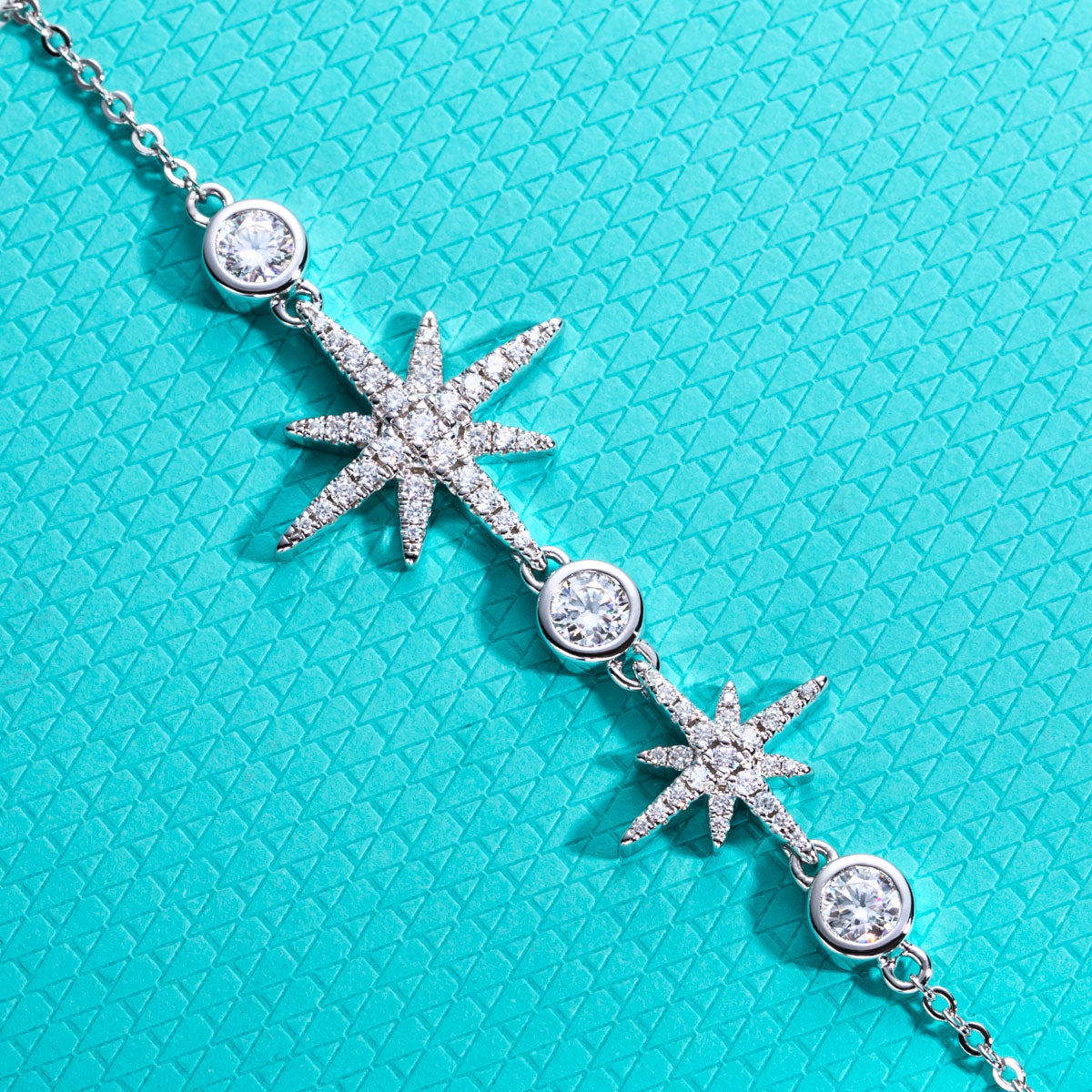 S925 Sterling‑Silver Eight‑Pointed‑Star Moissanite Bracelet