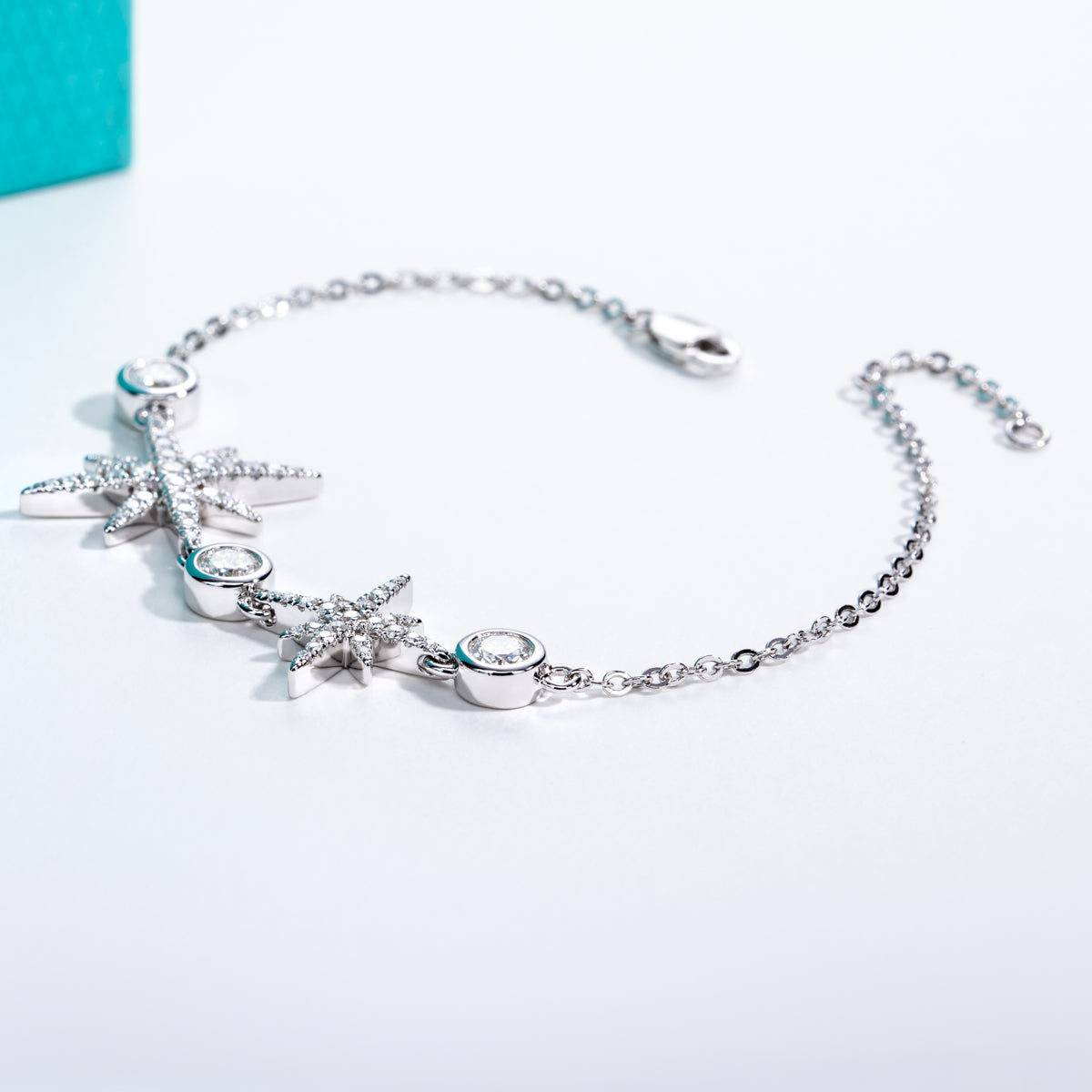 S925 Sterling‑Silver Eight‑Pointed‑Star Moissanite Bracelet