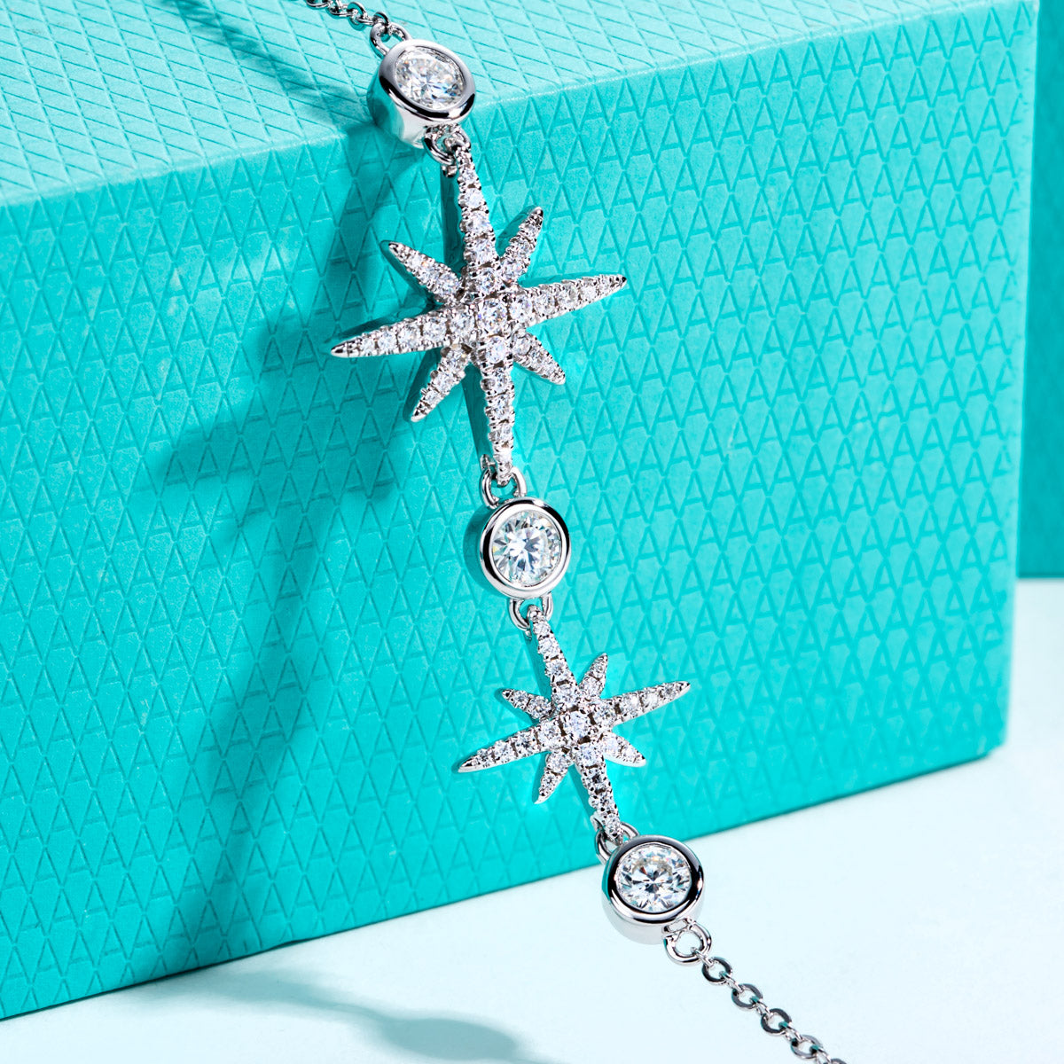 S925 Sterling‑Silver Eight‑Pointed‑Star Moissanite Bracelet
