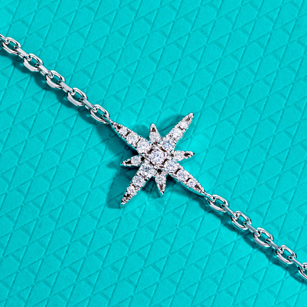 925 Sterling‑Silver Round Moissanite Eight‑Pointed Star Bracelet