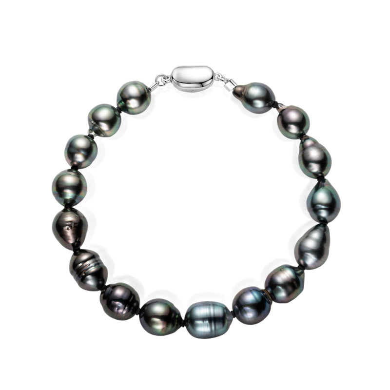 AnuClub 9-10MM Natural Baroque Black Tahitian Pearl Bracelet (9-10mm)