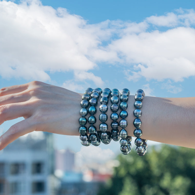 9-10MM Natural Baroque Black Tahitian Pearl Bracelet (9-10mm)
