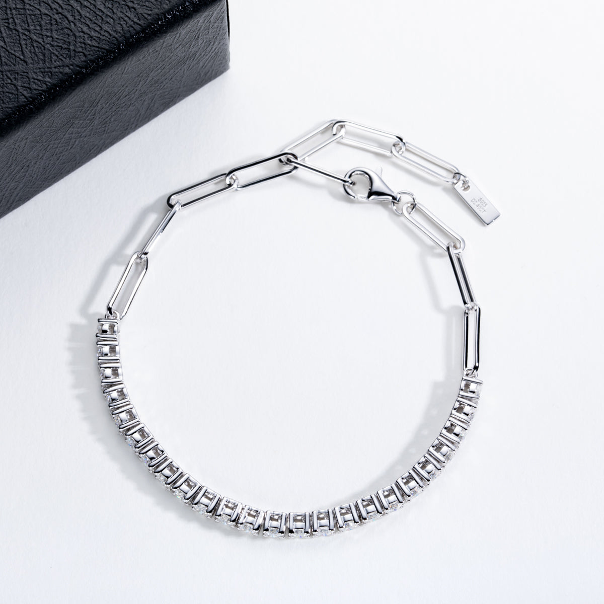 S925 Silver 3.0mm Moissanite Half Bracelet