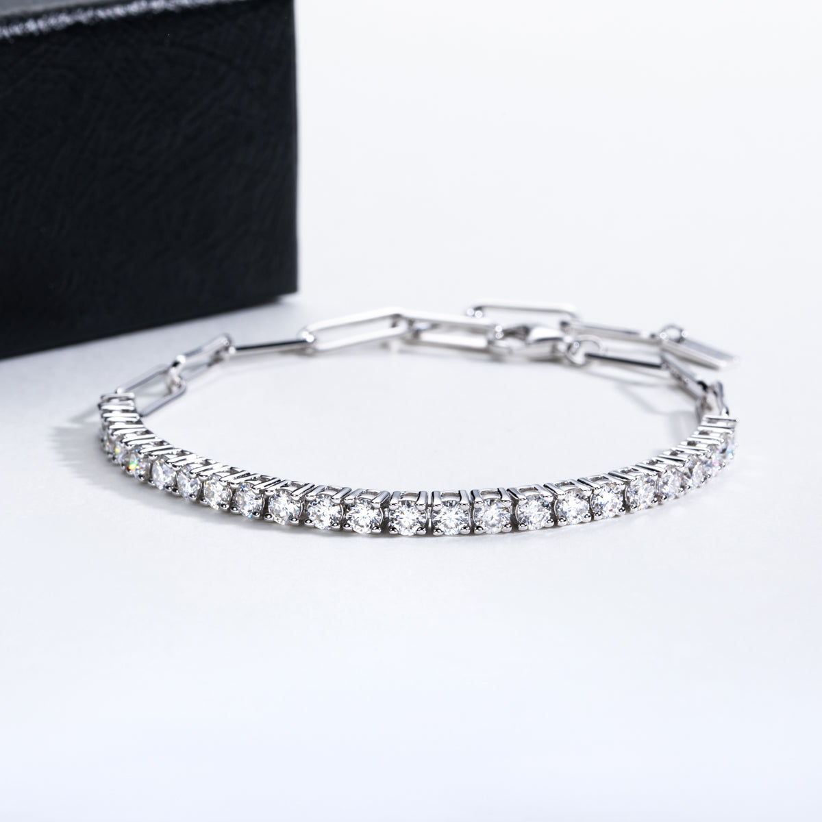 S925 Silver 3.0mm Moissanite Half Bracelet