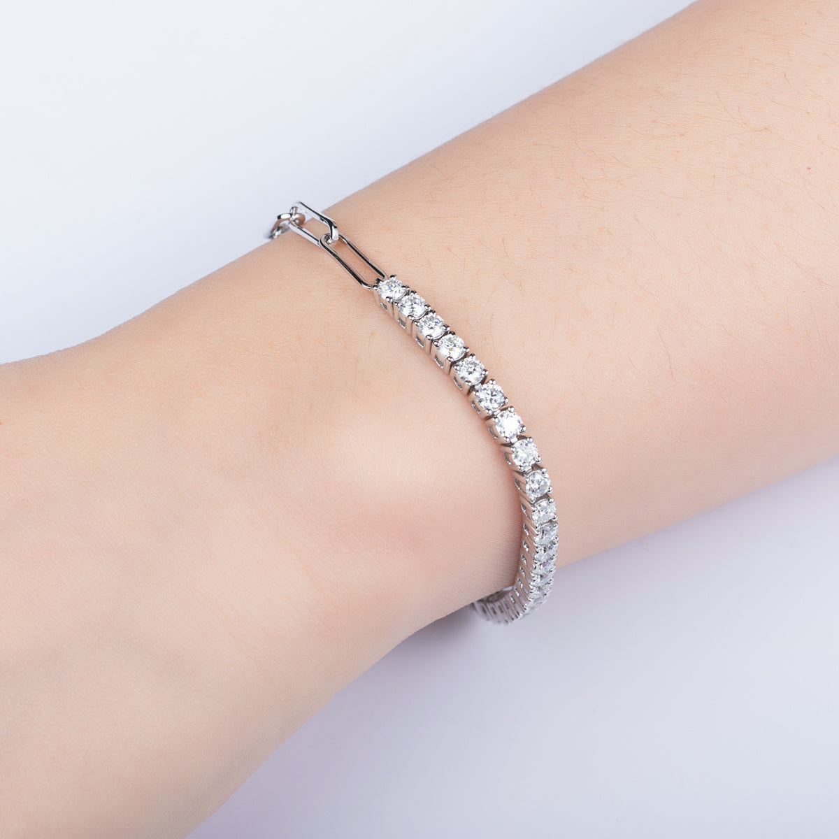 S925 Silver 3.0mm Moissanite Half Bracelet