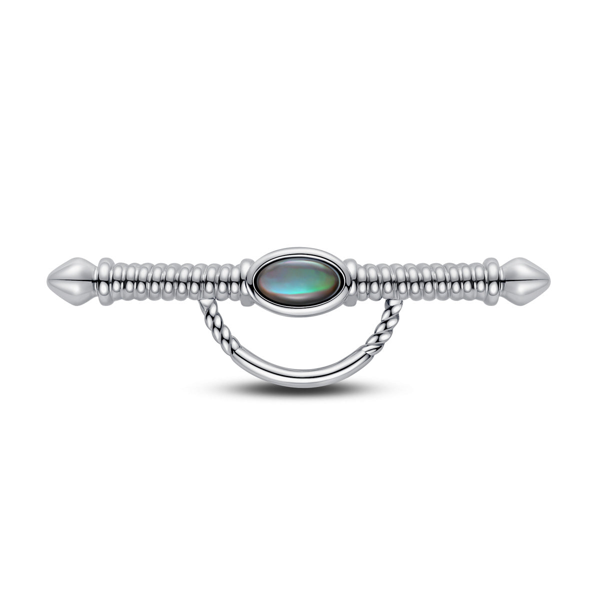 S925 Silver Black Mother of Pearl Brooch
