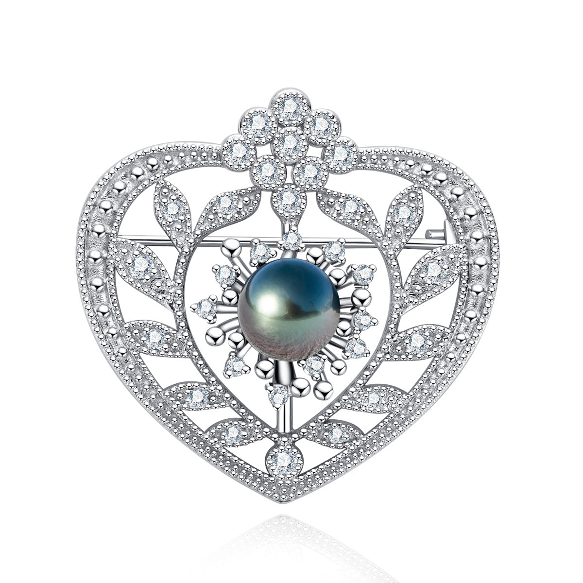 Copper Moissanite Pearl Brooch