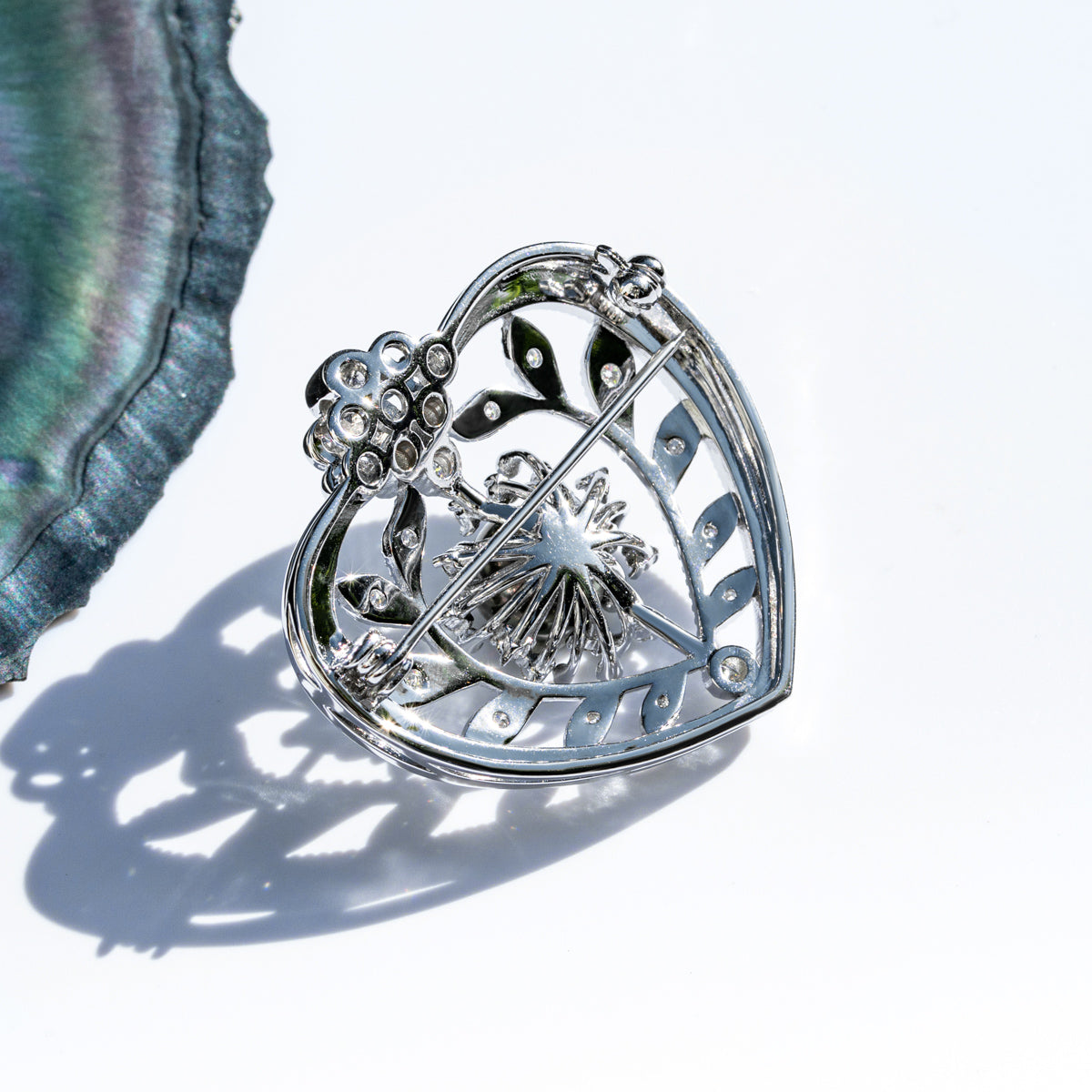 Copper Moissanite Pearl Brooch