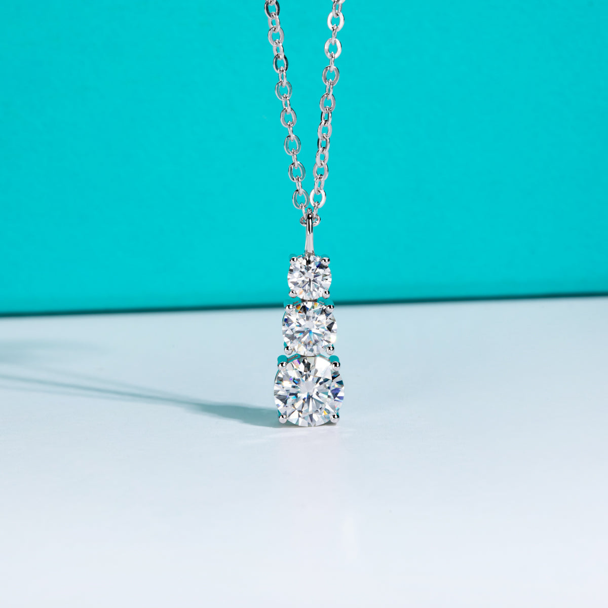 S925 Sterling‑Silver Round Three‑Stone 1.8CT Moissanite Pendant