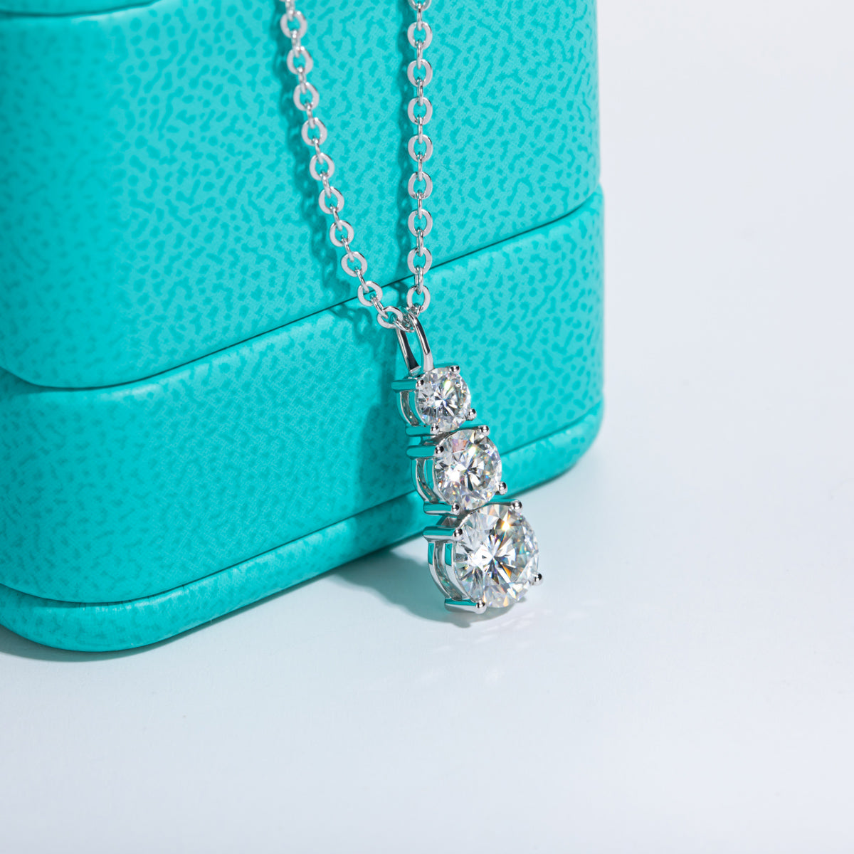 S925 Sterling‑Silver Round Three‑Stone 1.8CT Moissanite Pendant