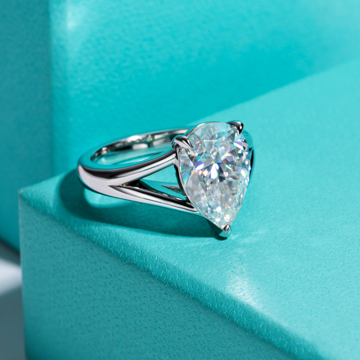 S925‑Silver Single‑Head Pear‑Shaped Moissanite Ring