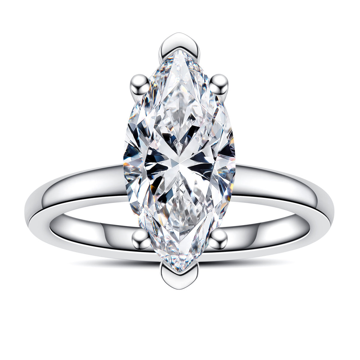 3.0CT Marquise‑Cut Single‑Stone Moissanite Ring in S925 Sterling Silver