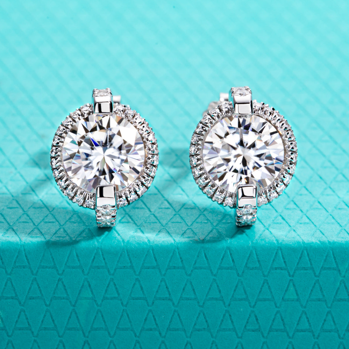 S925‑Silver Round Moissanite Stud Earrings, 1.0 CT