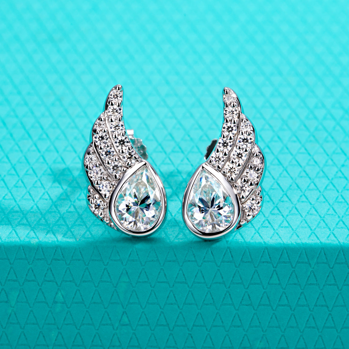 S925 Sterling Silver Angel Wing Water Drop Moissanite Earrings