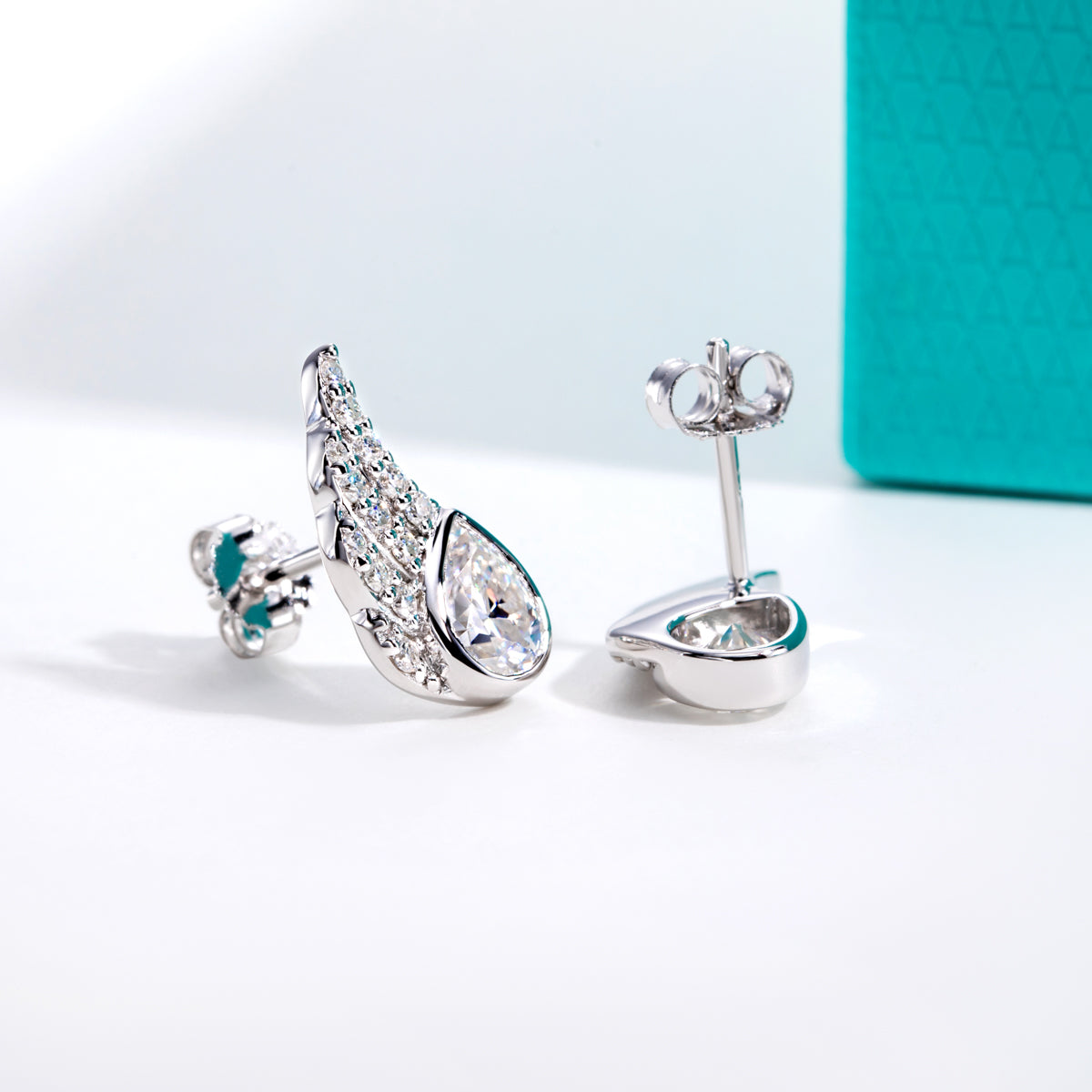 S925 Sterling Silver Angel Wing Water Drop Moissanite Earrings