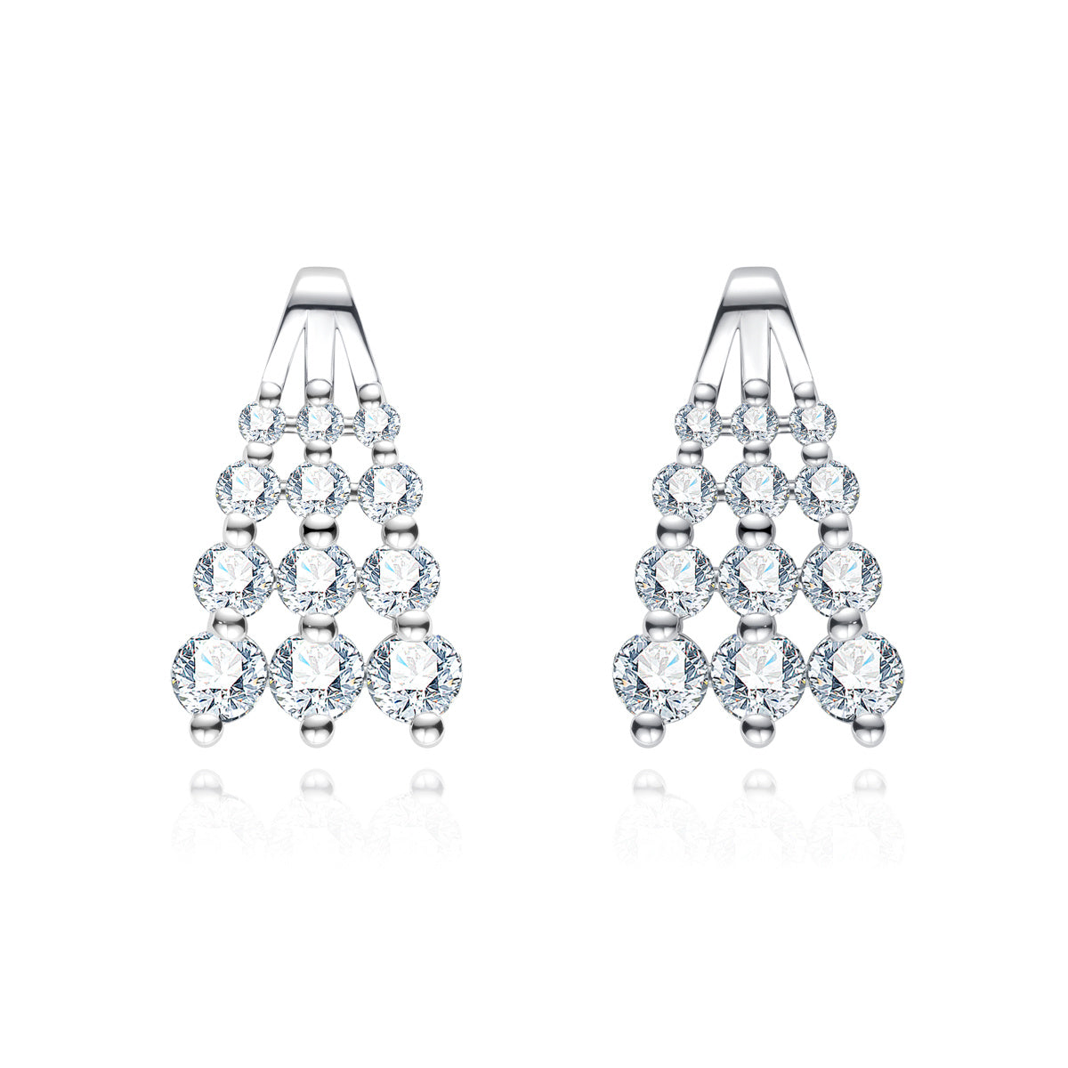 S925‑Silver Moissanite A‑Shape Trapezoid‑Arranged Stud Earrings