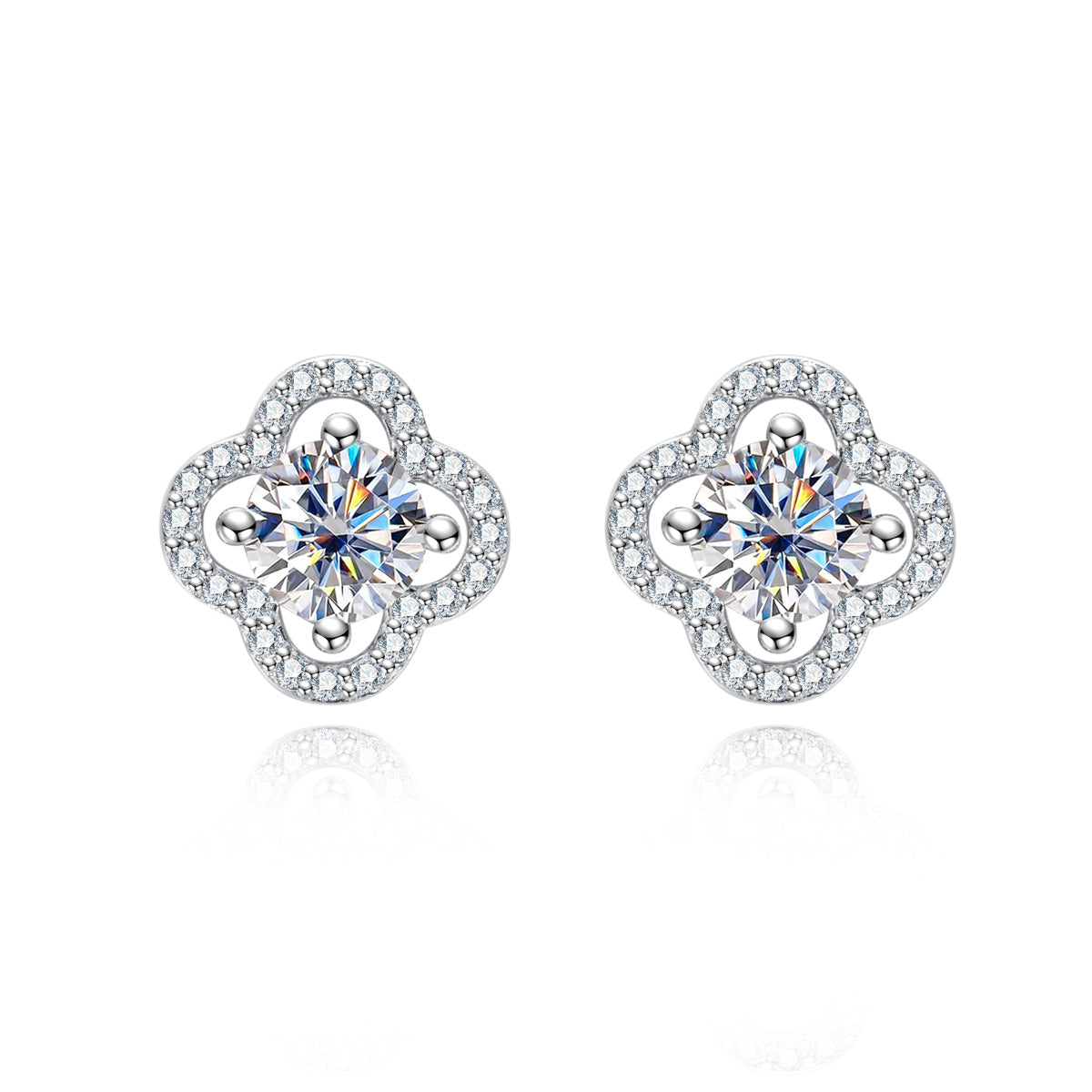 Four Leaf Clover Moissanite S925 Stud Earrings