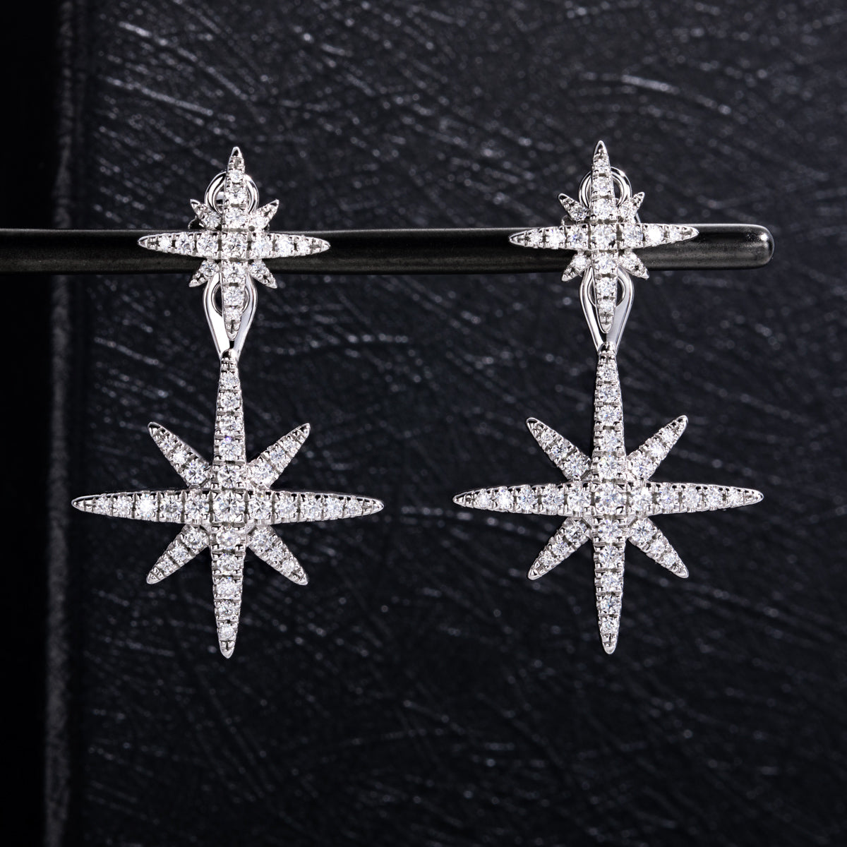 S925 Sterling Silver Moissanite Eight-Pointed Star Earrings