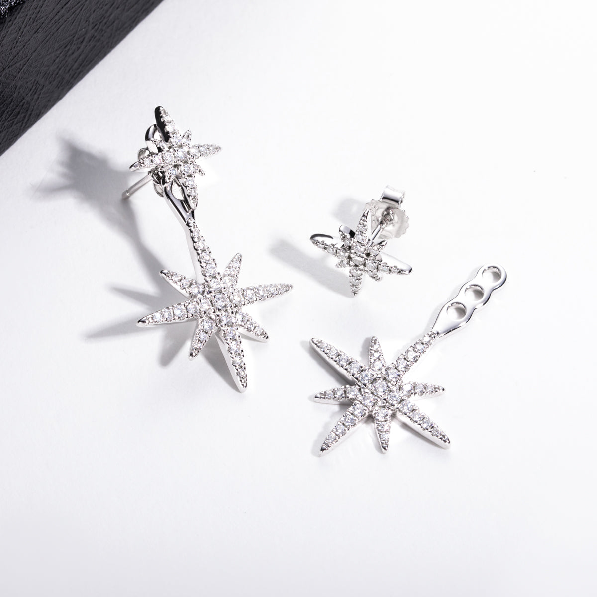 S925 Sterling Silver Moissanite Eight-Pointed Star Earrings