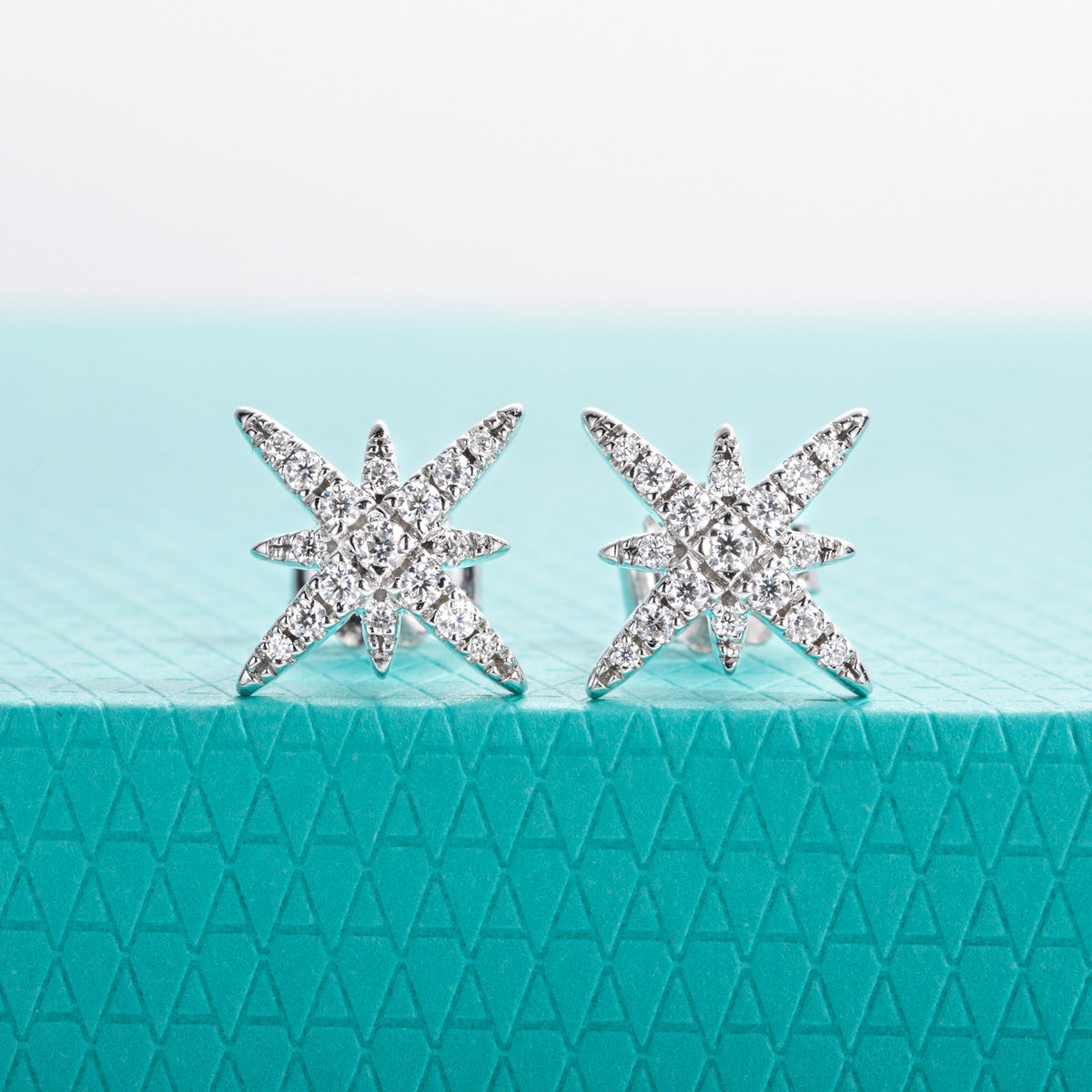 S925 Sterling Silver Moissanite Eight-Pointed Star Earrings