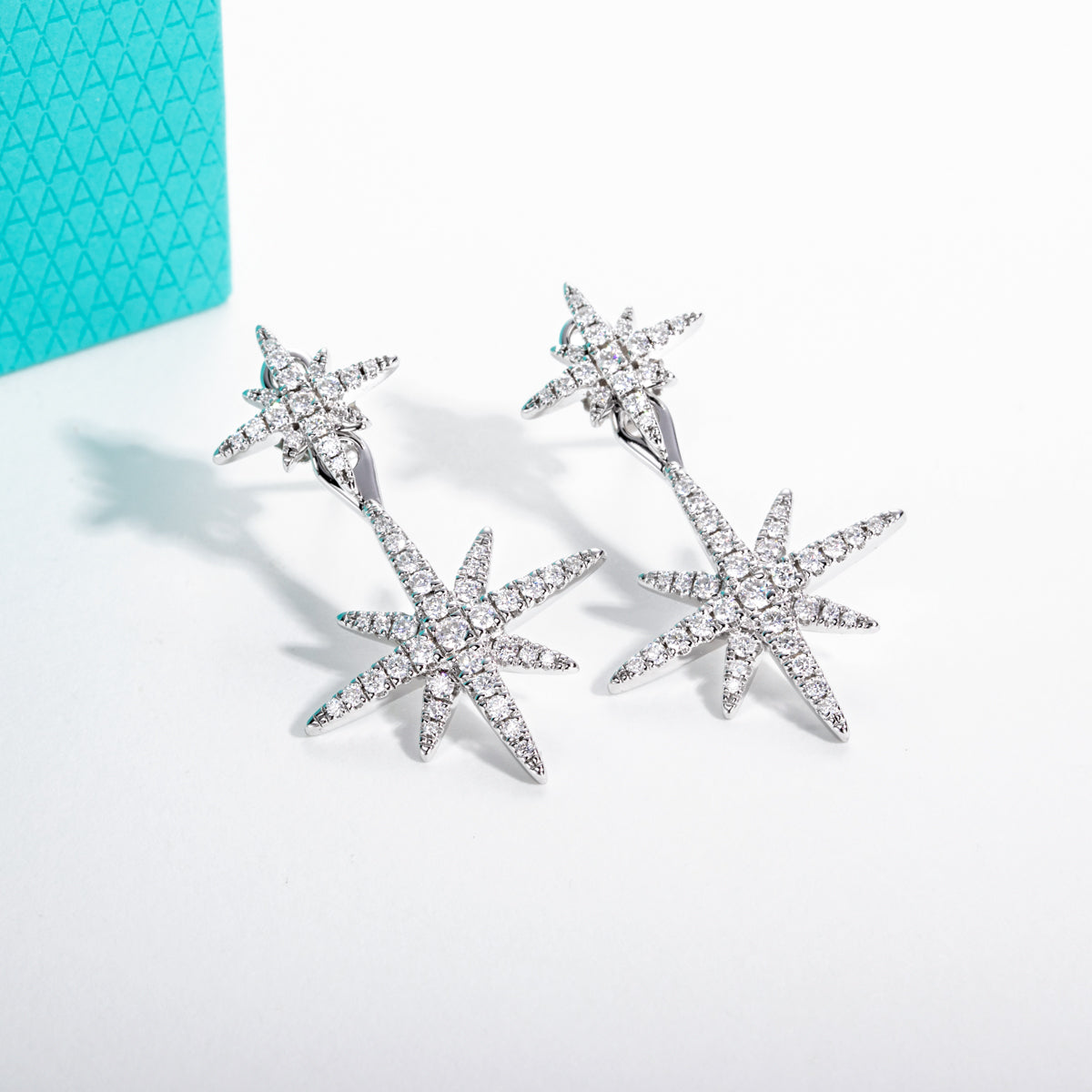S925 Sterling Silver Moissanite Eight-Pointed Star Earrings