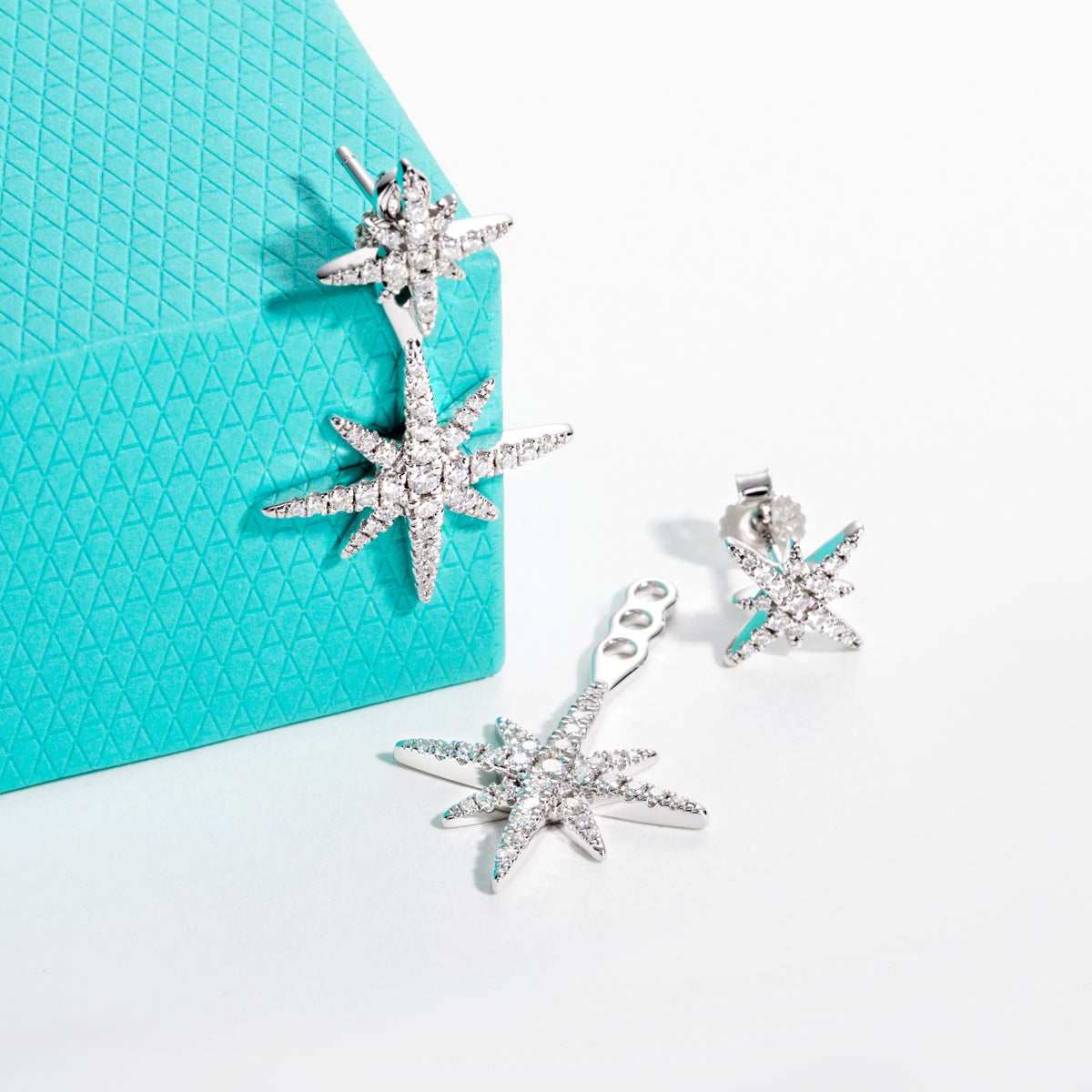 S925 Sterling Silver Moissanite Eight-Pointed Star Earrings