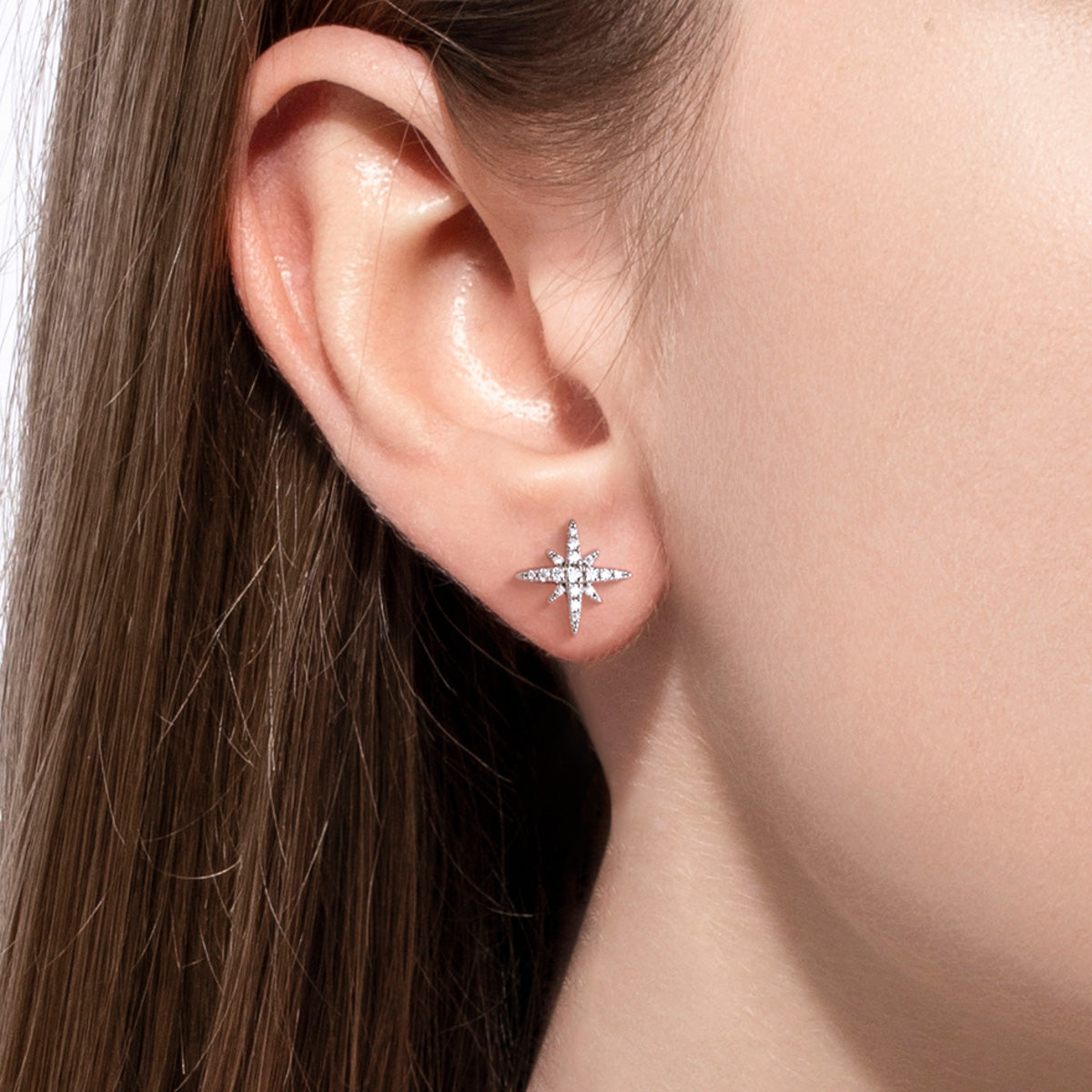 S925 Sterling Silver Moissanite Eight-Pointed Star Earrings