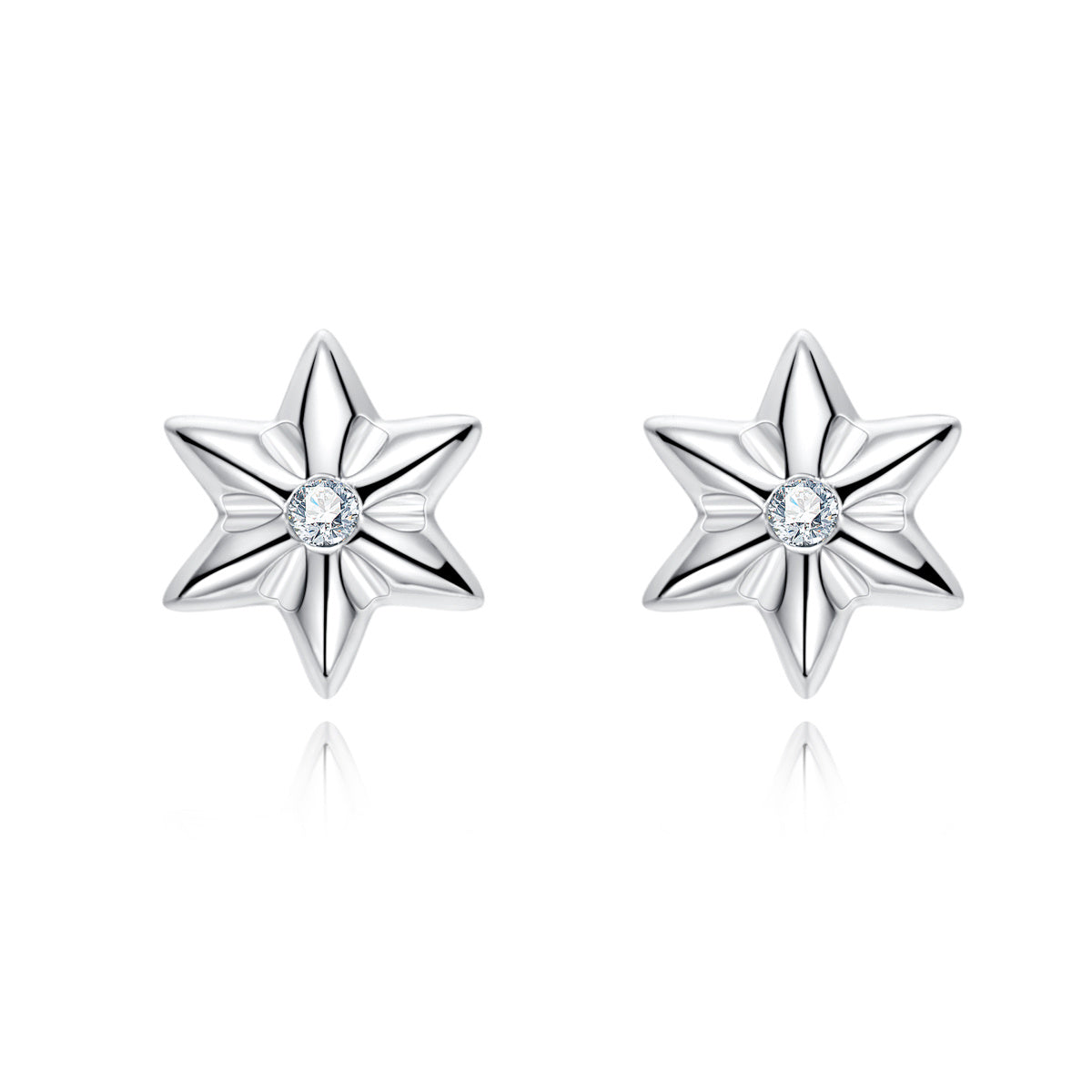 S925 Sterling Silver Moissanite Hexagram Stud Earrings