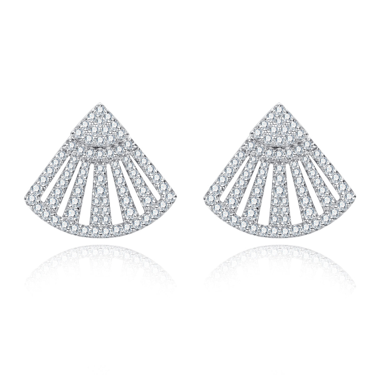 S925 Silver Fan Moissanite Earrings