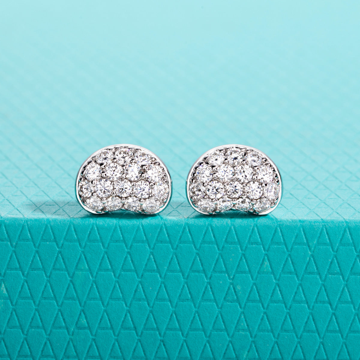 S925 Silver Pebble Shape Full Micro Pave Moissanite Earrings