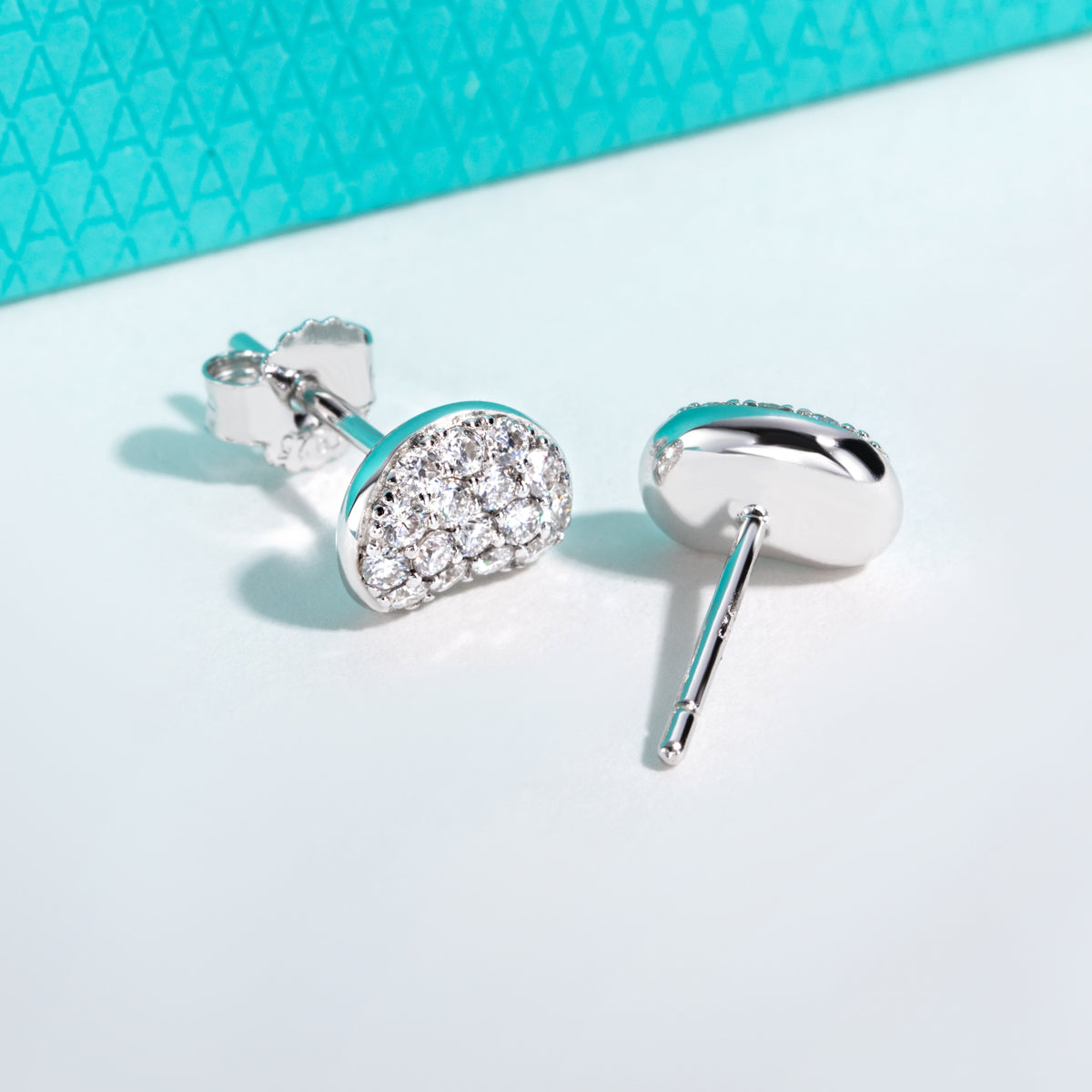 S925 Silver Pebble Shape Full Micro Pave Moissanite Earrings