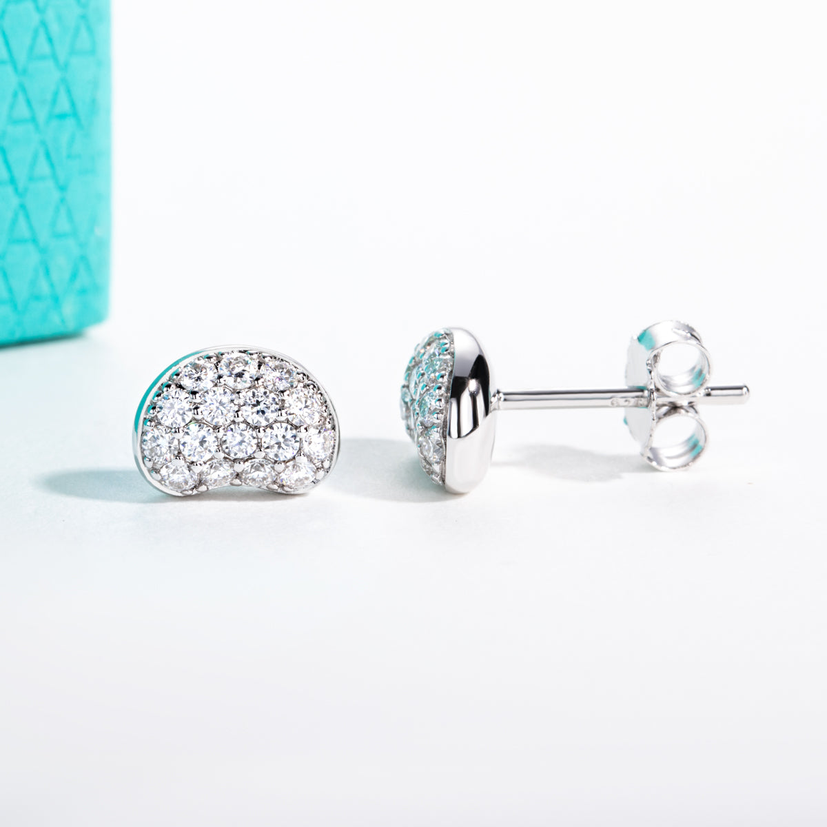 S925 Silver Pebble Shape Full Micro Pave Moissanite Earrings