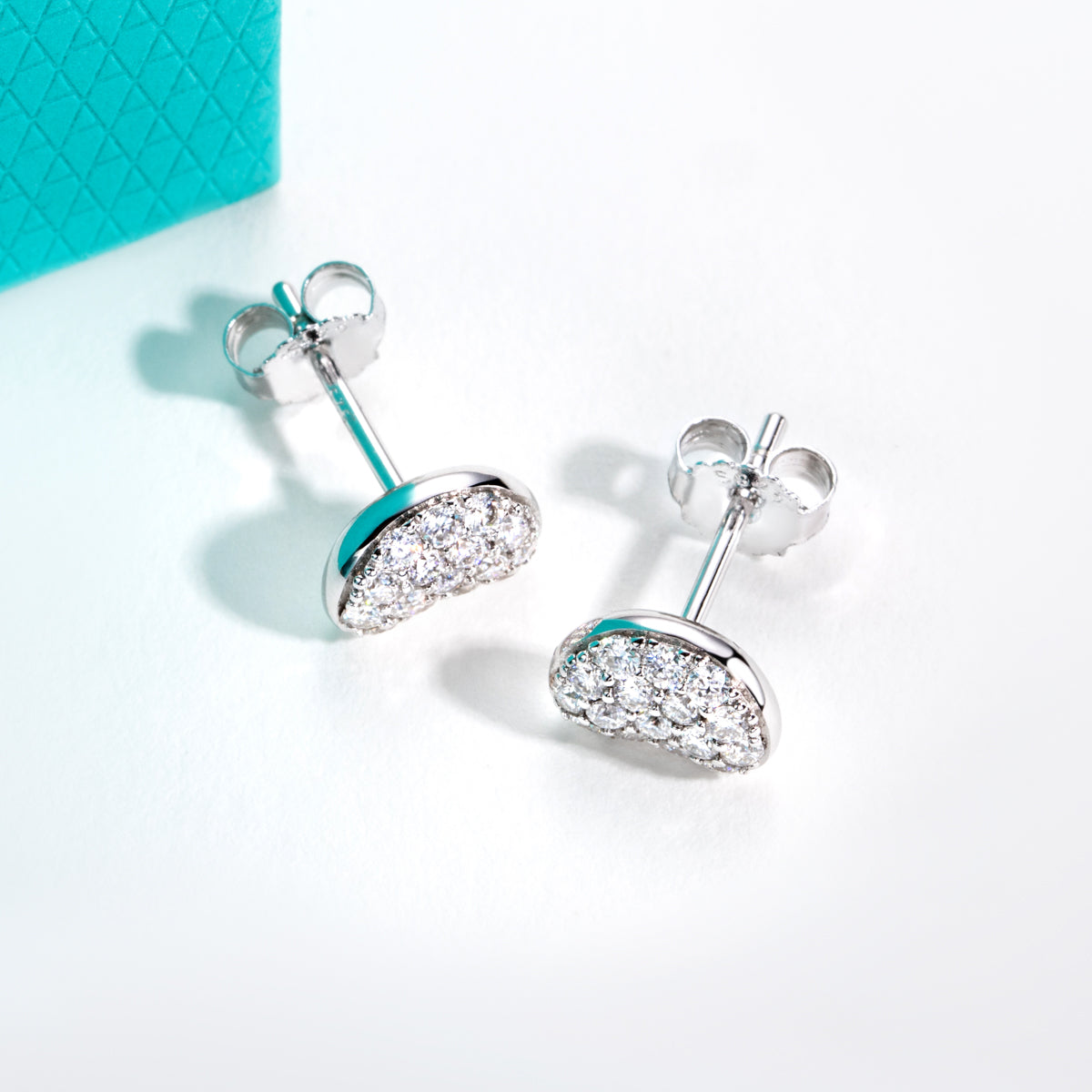 S925 Silver Pebble Shape Full Micro Pave Moissanite Earrings