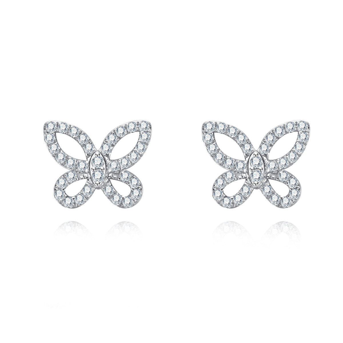 S925 Silver Pave Set Moissanite Butterfly Earrings