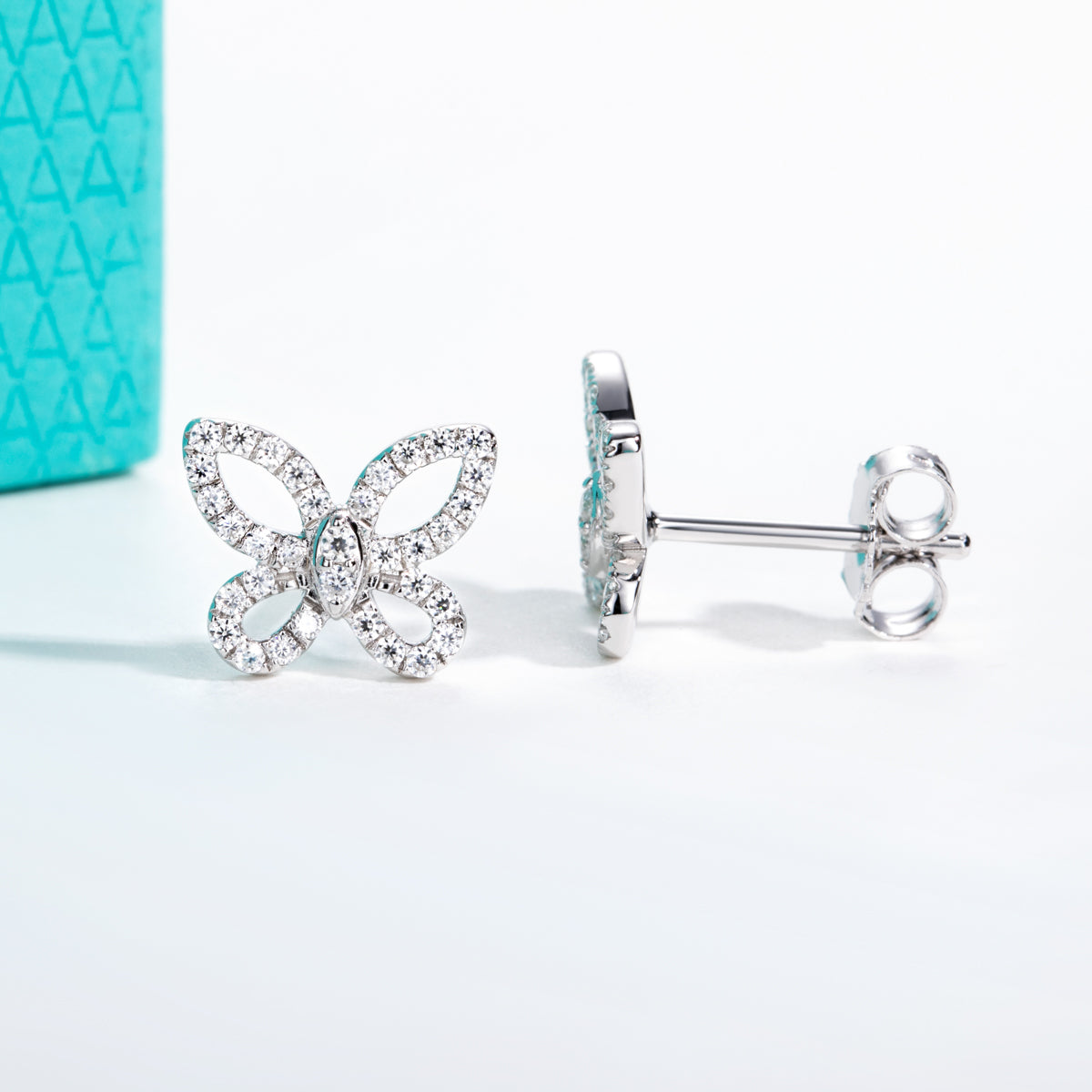 S925 Silver Pave Set Moissanite Butterfly Earrings