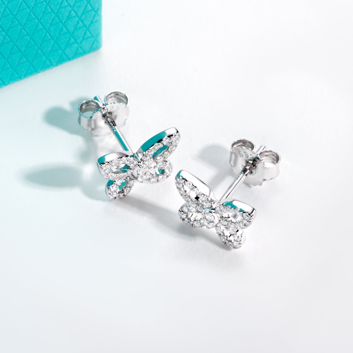 S925 Silver Pave Set Moissanite Butterfly Earrings
