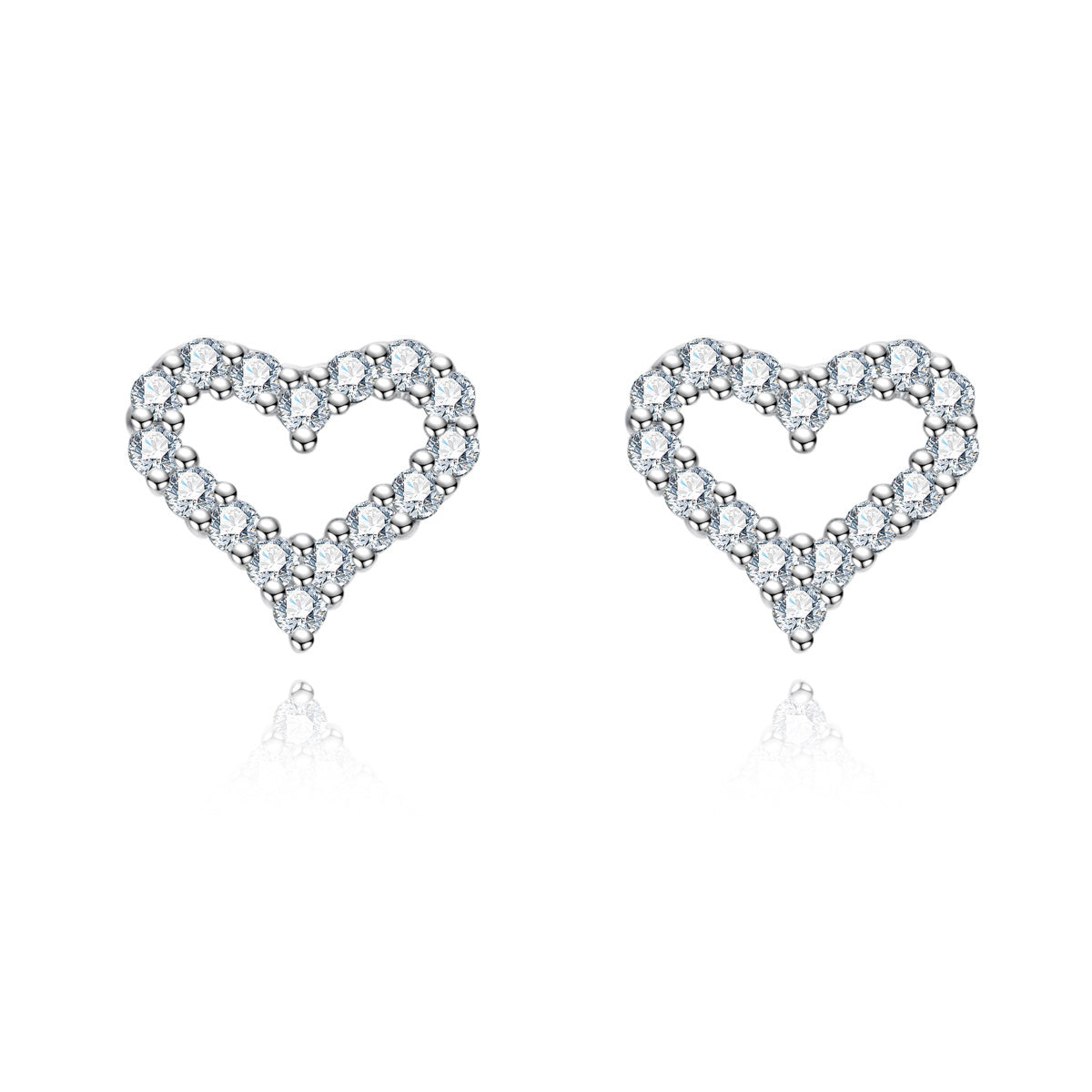 S925 Silver Fully Paved Moissanite Heart Shape Earrings