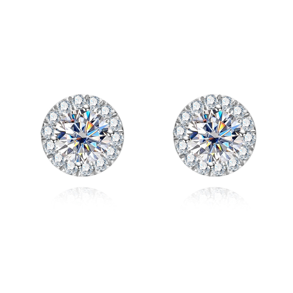S925 Sterling Silver 5.0mm Round Moissanite Stud Earrings