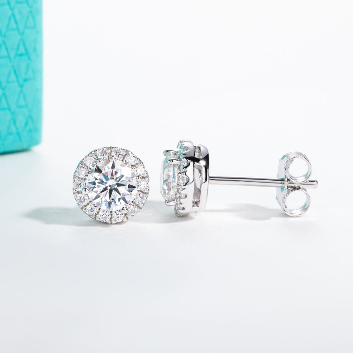S925 Sterling Silver 5.0mm Round Moissanite Stud Earrings