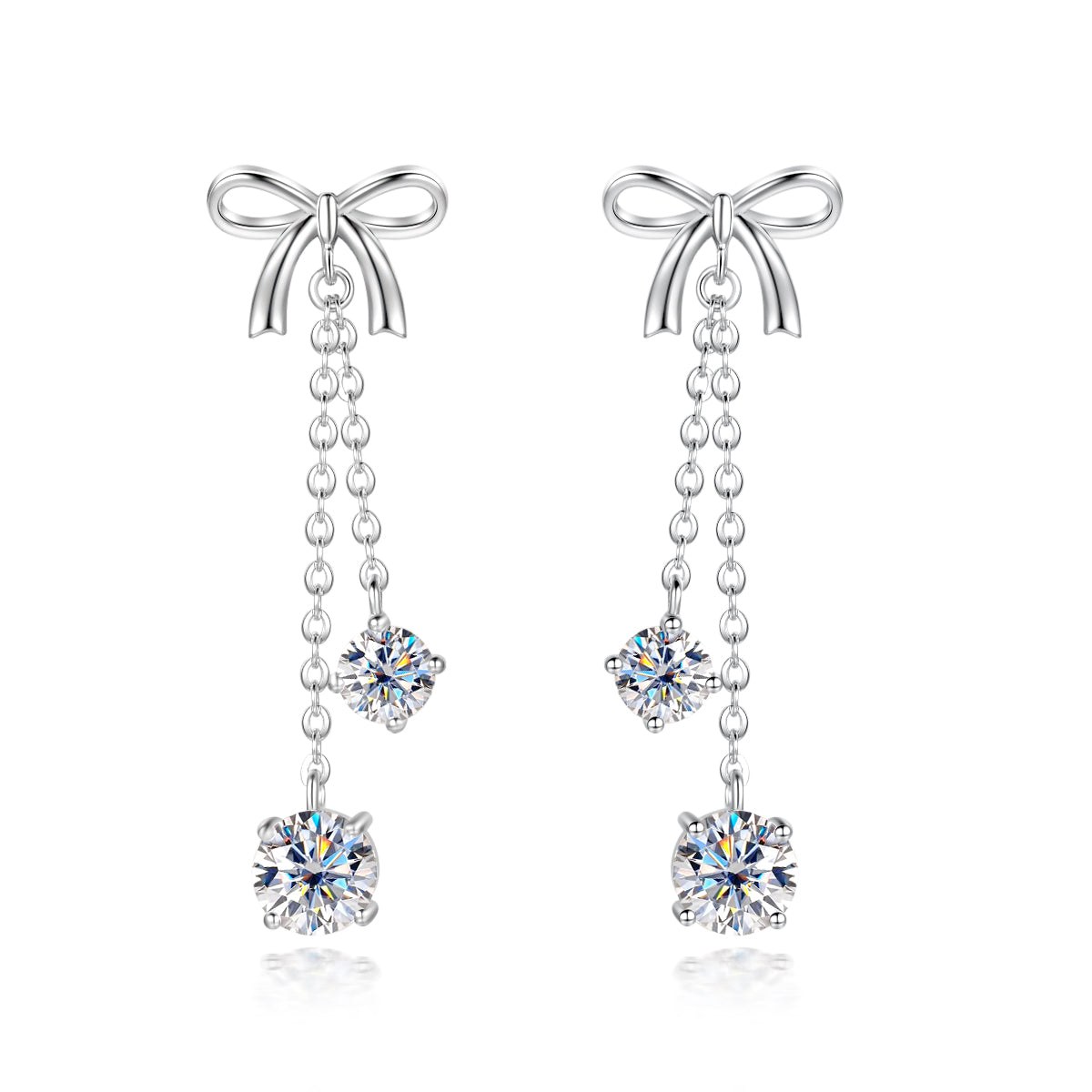 S925 Sterling Silver Classic Bow Moissanite Earrings