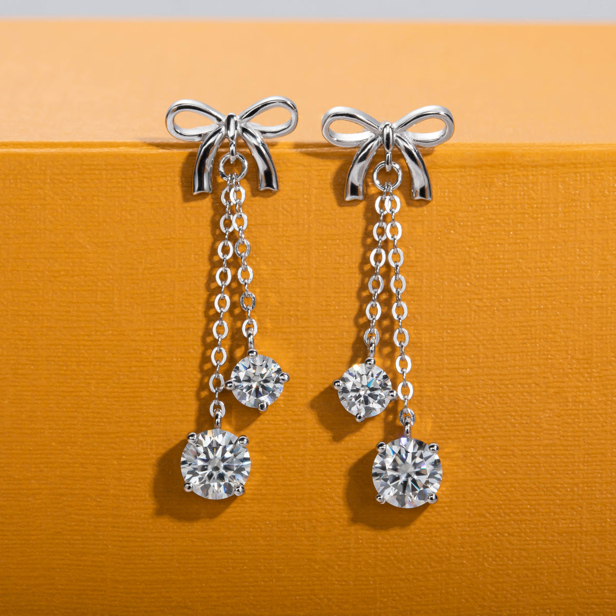 S925 Sterling Silver Classic Bow Moissanite Earrings